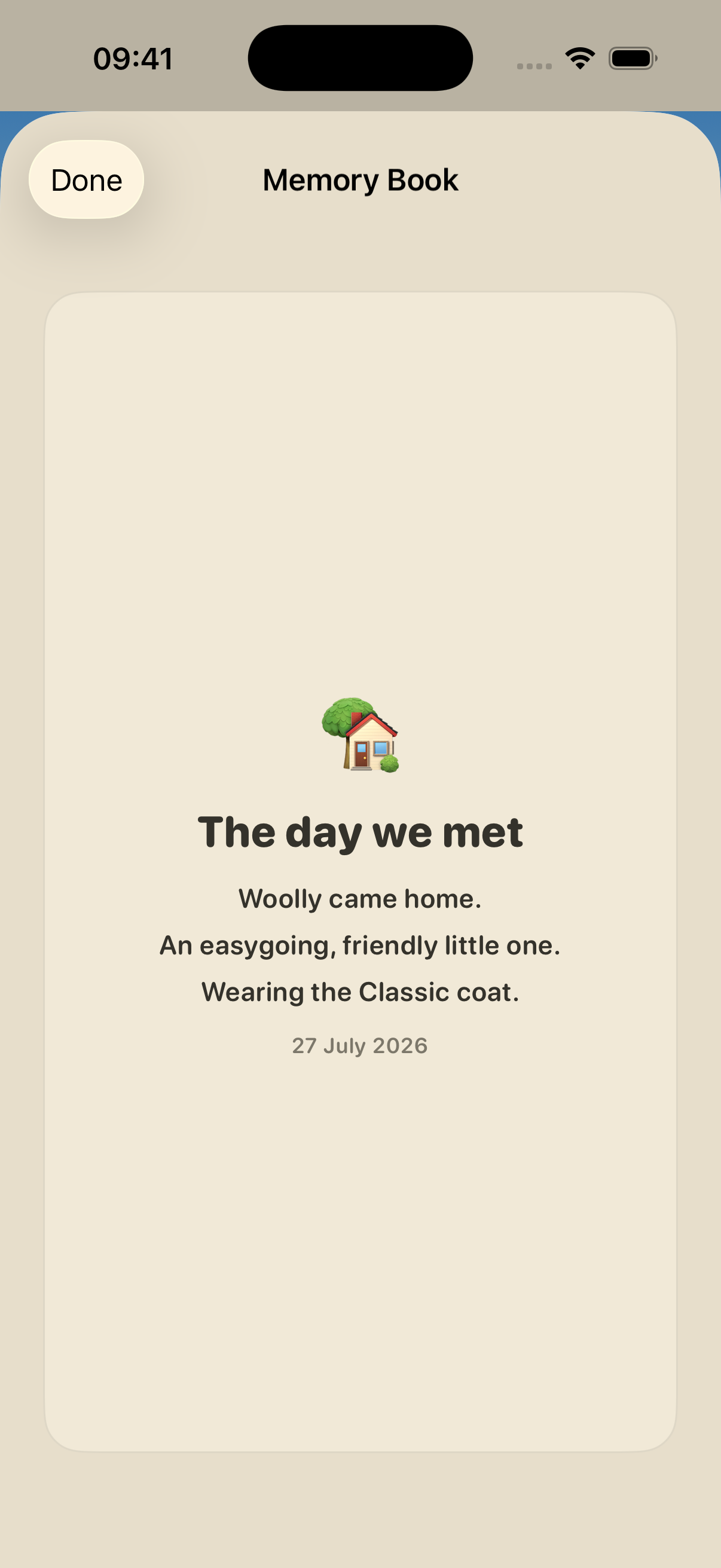 Woolly Memory Book on an iPhone