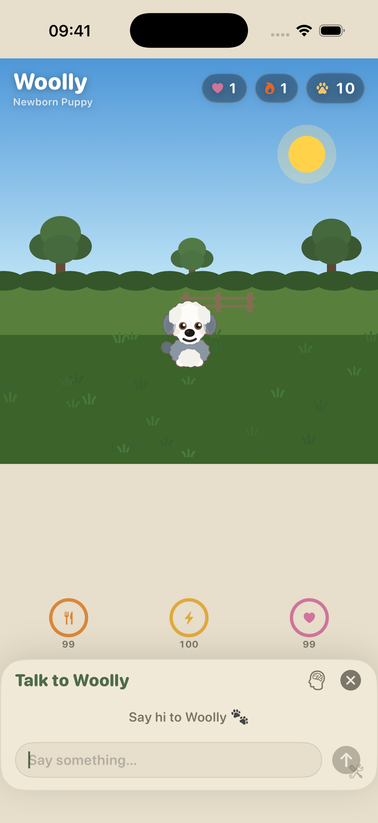 Woolly Talk panel on an iPhone
